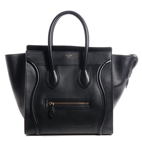 celine mini luggage black smooth leather|CELINE Smooth Calfskin Mini Luggage Black .